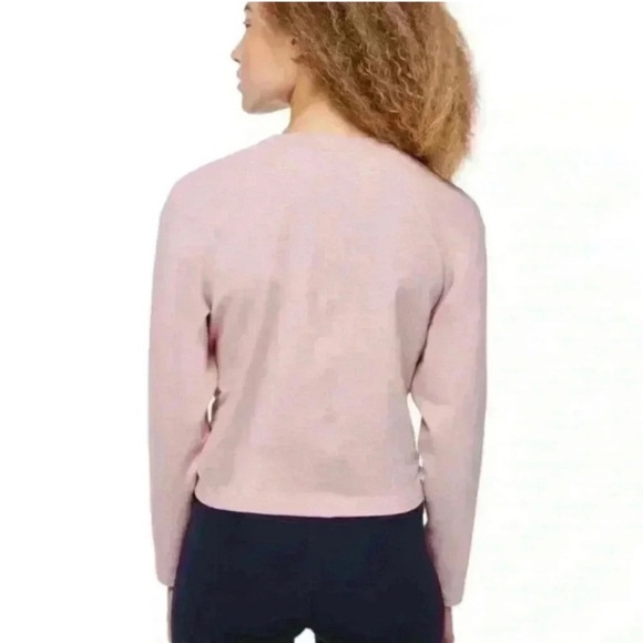 Lululemon Blush Pink Tuck & Gather Pullover Long Sleeve Tie Front Cropped - Picture 3 of 11